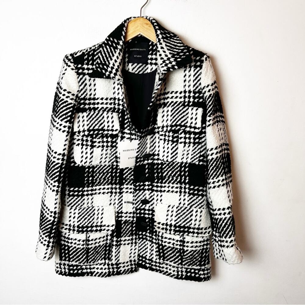 NWT SZ XS Massimo Dutti Black & White Jacket